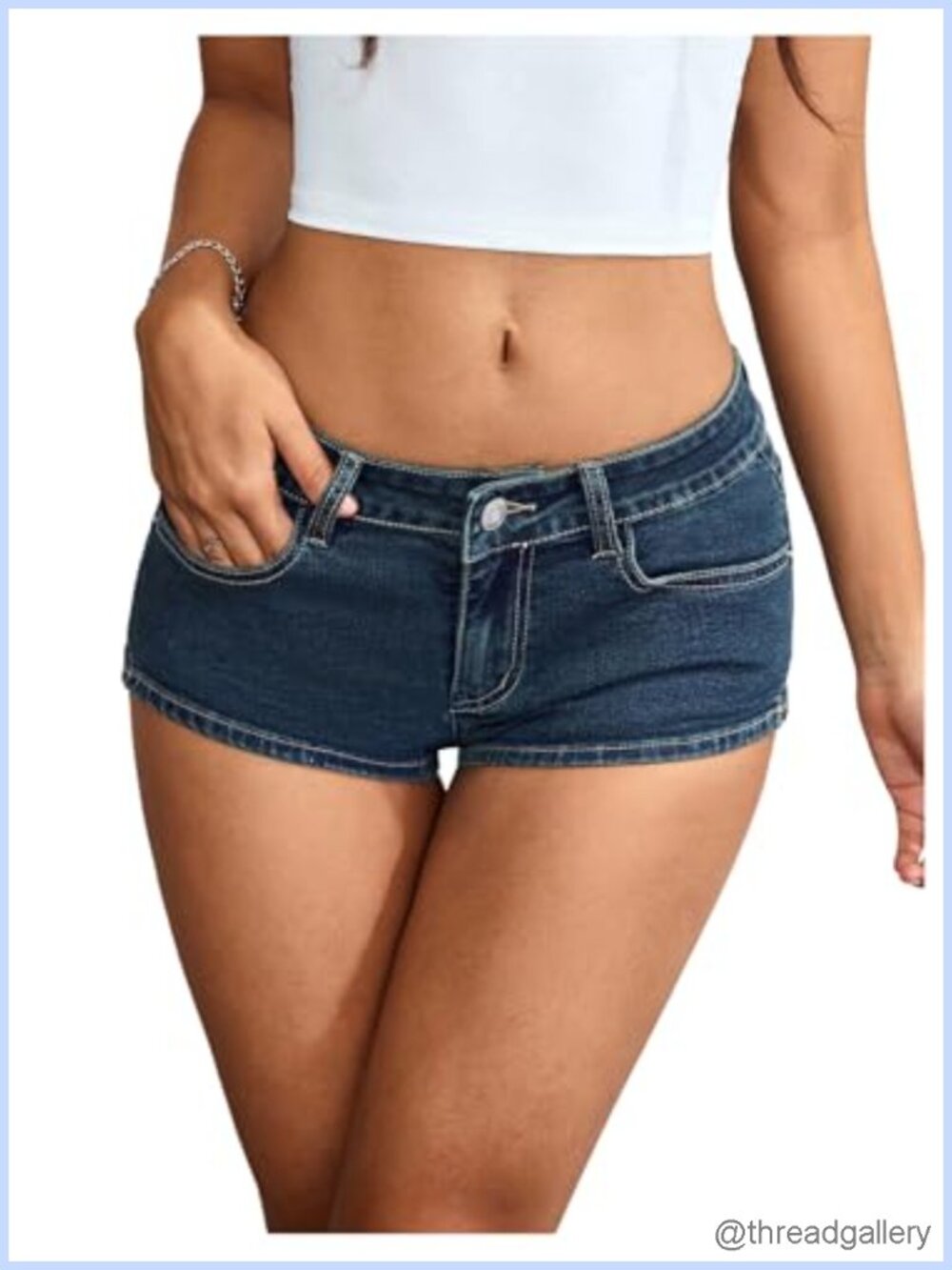 Y2K Low Rise Stretch Denim Booty Shorts Rave Club Jean Jorts with Pockets